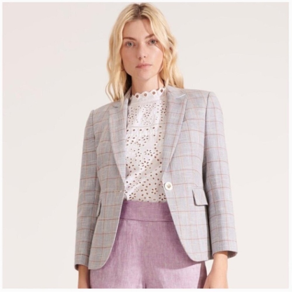Veronica Beard Gray and Brown Check Blazer